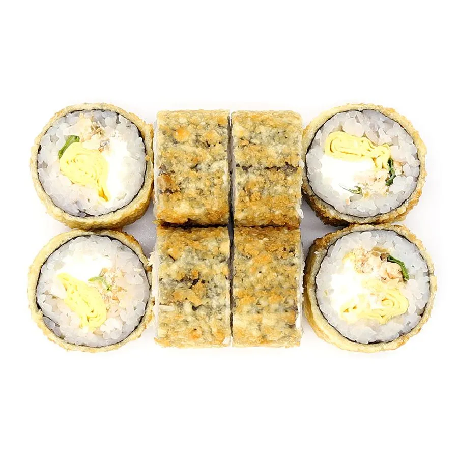 Темпурный ролл с лососем терияки и зеленым луком