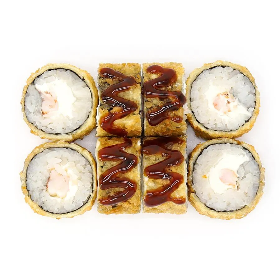 Темпурный ролл с креветкой и соусом Унаги