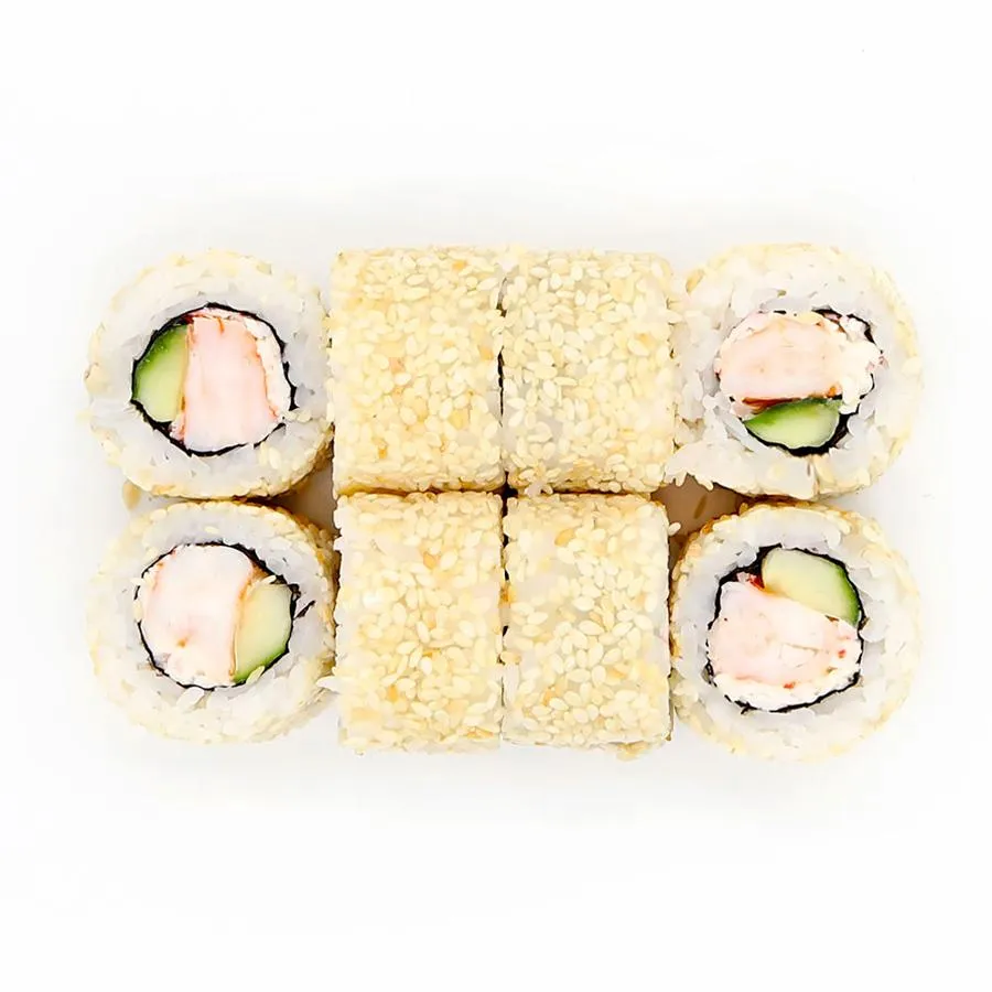 Ролл с крабом и креветкой